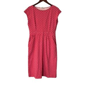 Boden Women’s Pink/ Red Geometric Midi Print Sleeveless Dress Size 8